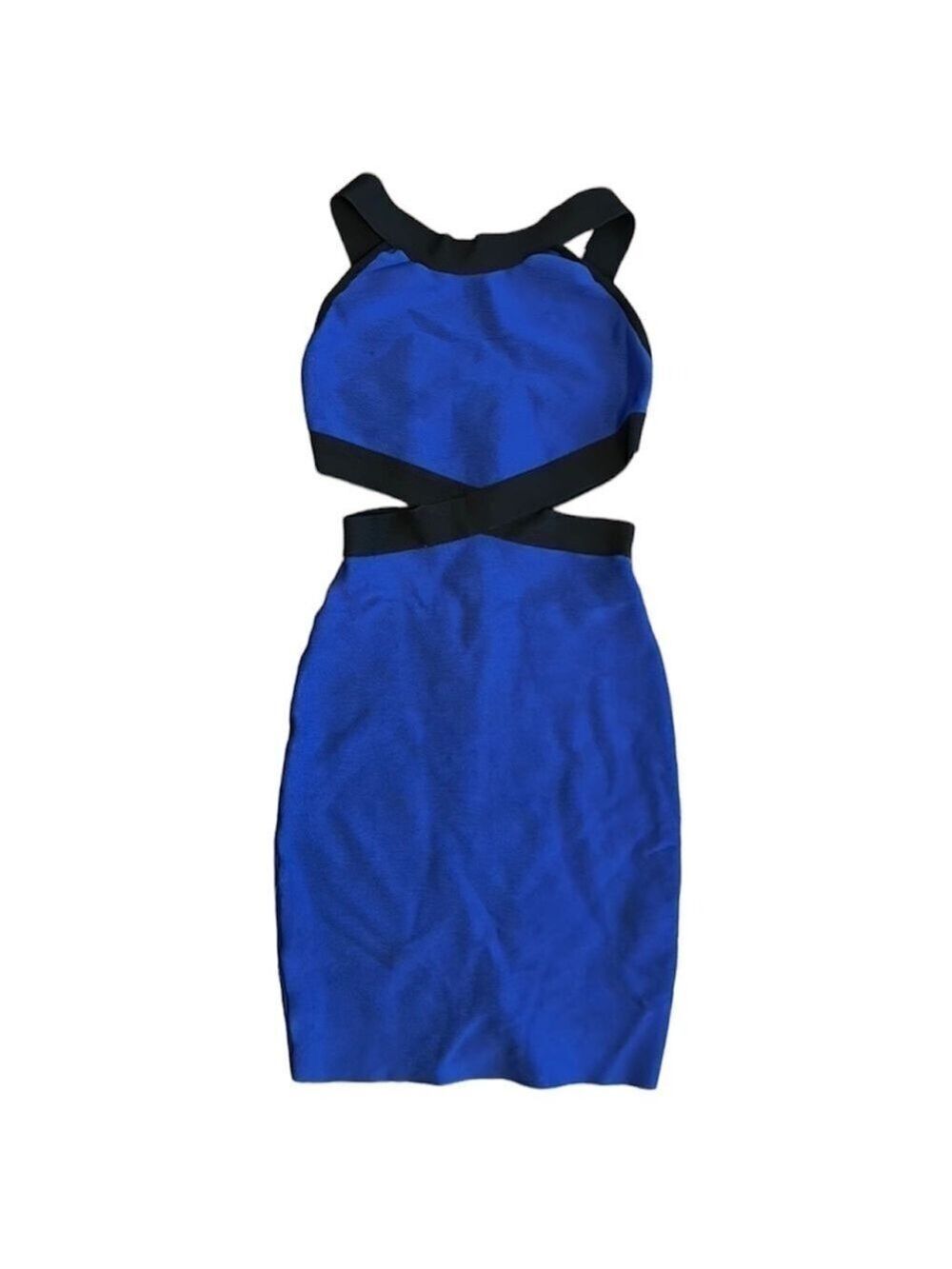 Guess by Marciano Y2K Cut Out Bodycon Bandage Mini Dress in Blue & Black